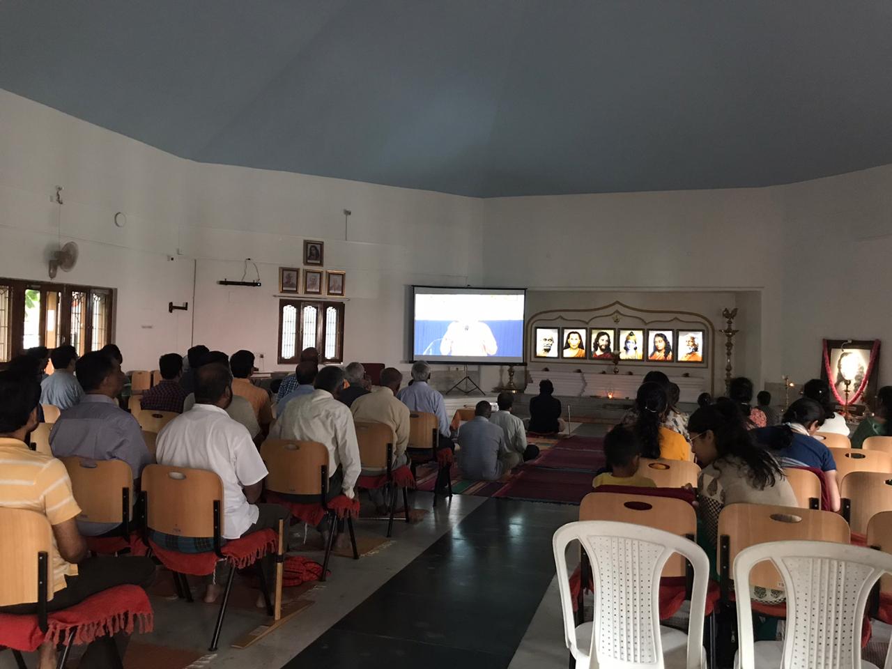 Livestream of Satsanga being viewed in the main mandir
